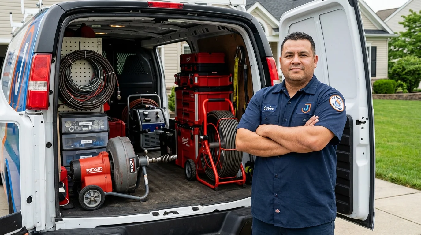 Professional drain cleaning equipment and Johns Plumbing LLC plumber in Fort Myers Beach