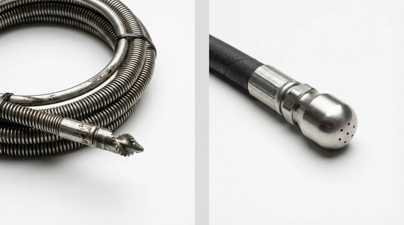 Drain snake cable and hydro jetting nozzle used for drain cleaning in Fort Myers Beach, FL