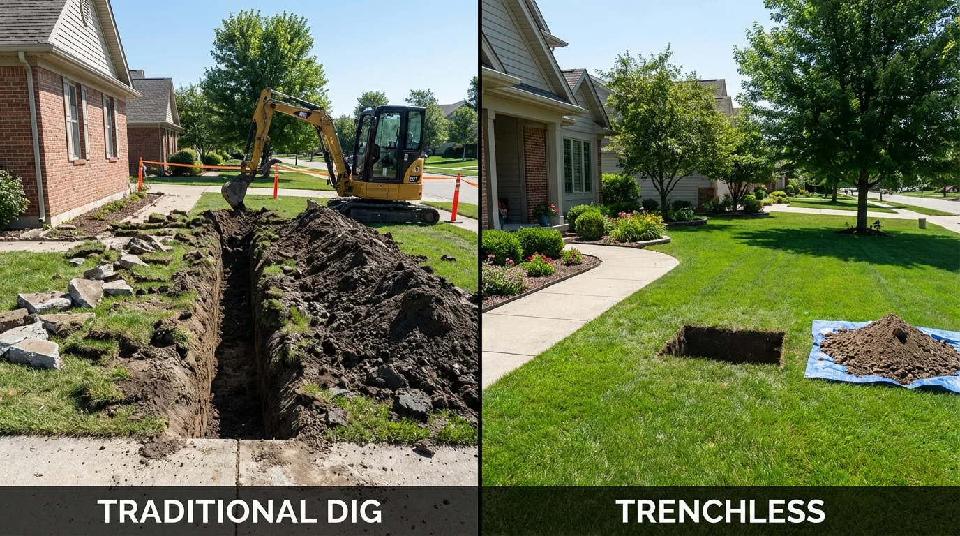 Trenchless sewer repair with minimal yard damage versus traditional excavation in Fort Myers Beach, FL